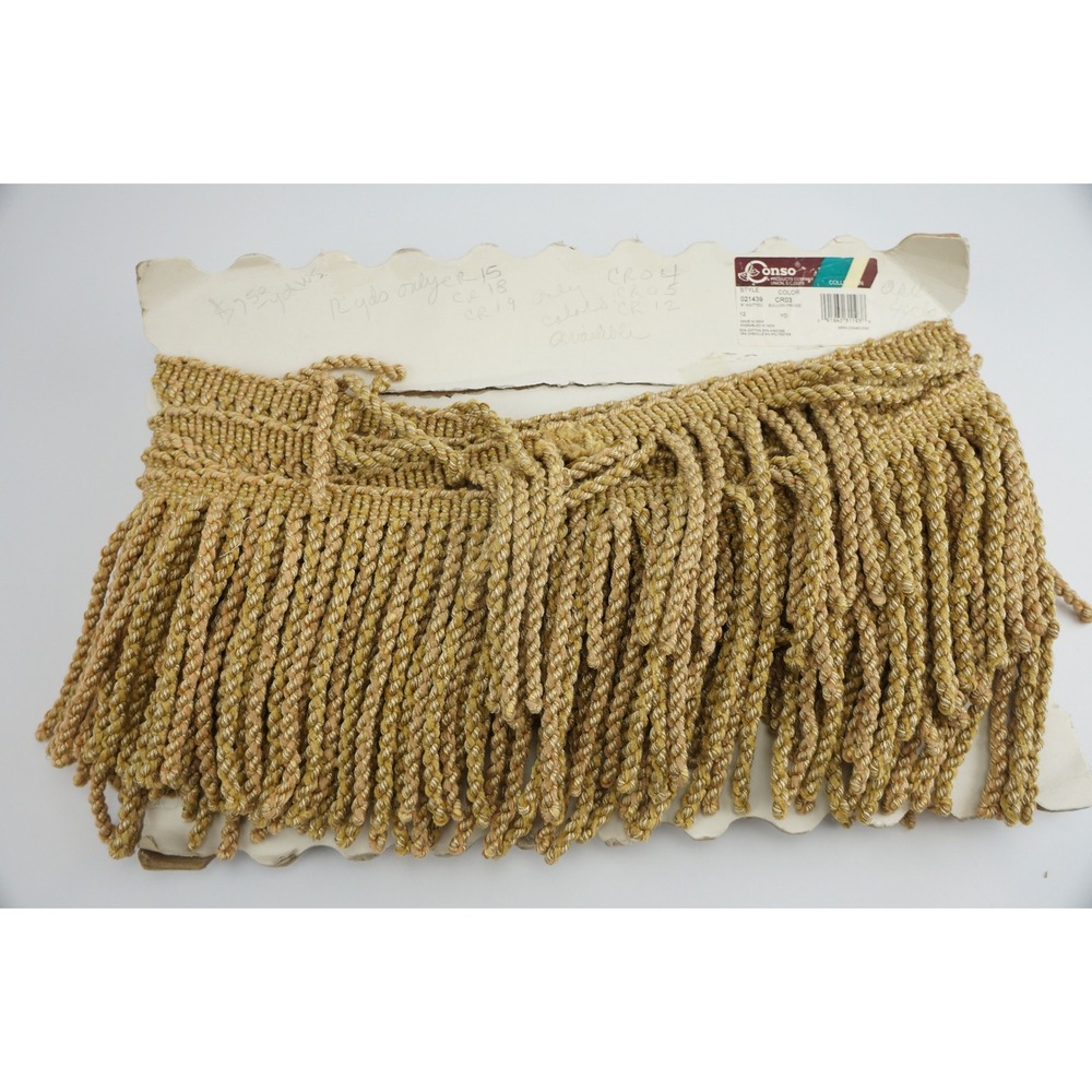 Conso Bullion Fringe Gold 6 Inch Knitted Chenille Cotton Trim 4 Yards Good